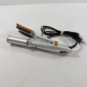 InStyler Rotating Hot Iron Brush 1.25" Barrel Silver Orange IS1001 TESTED WORKS